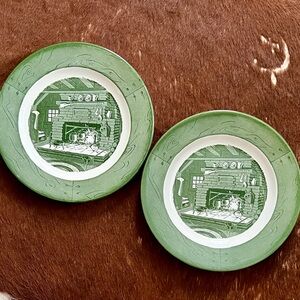 2 Vintage Colonial Homestead Dinner Plates - By Royal China - 10", Made in U.S.A